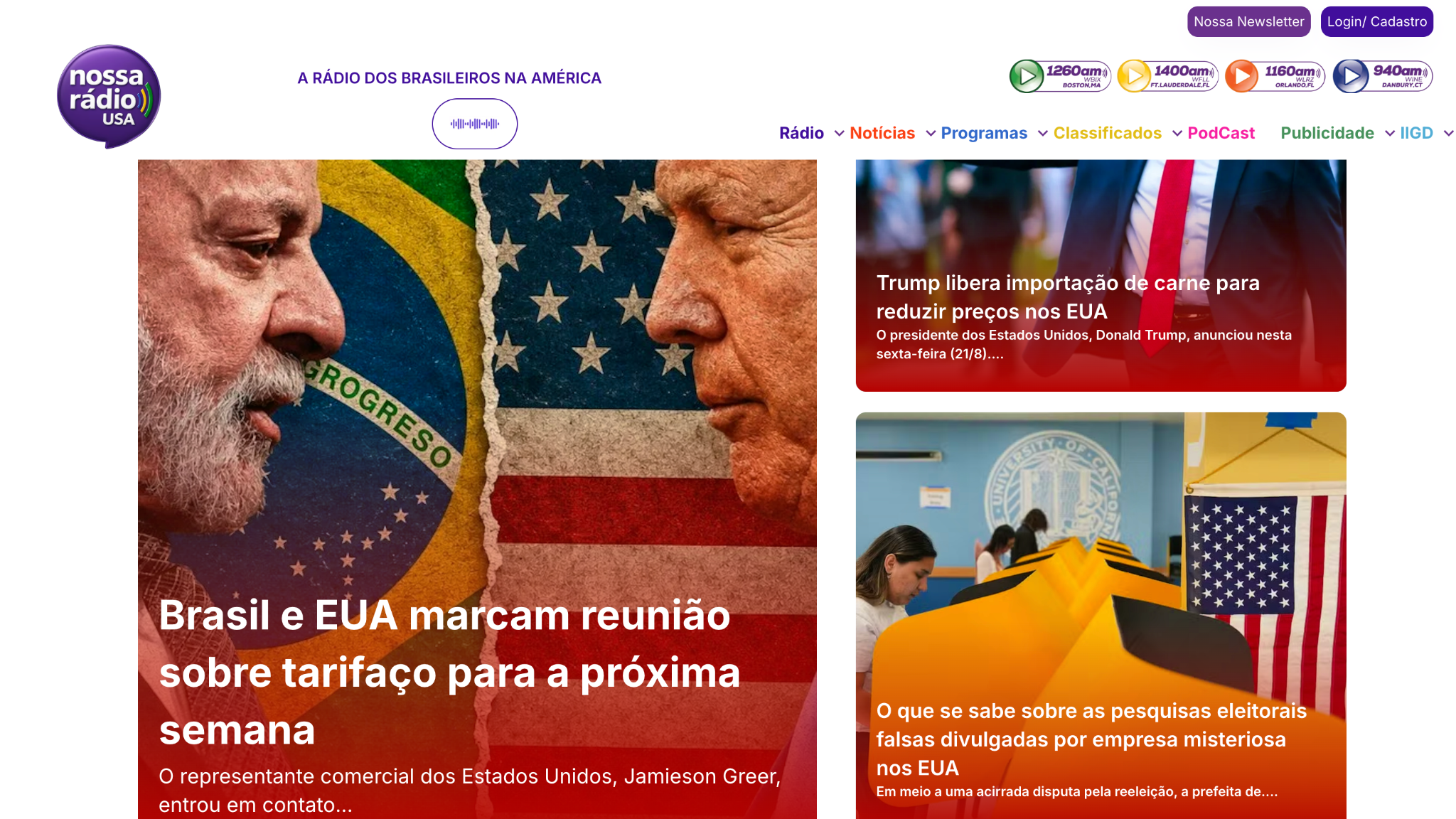 Nossa Rádio USA Web Portal — screenshot 1