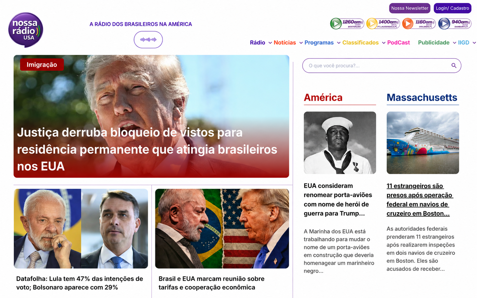 Nossa Rádio USA Web Portal